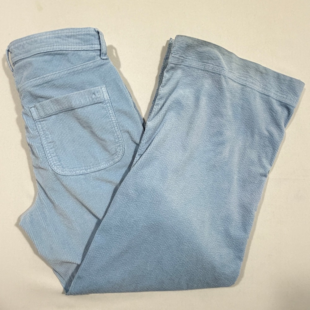 American Eagle Corduroy Cargo Pants Women 10 Blue Super High Rise Baggy Wide Leg